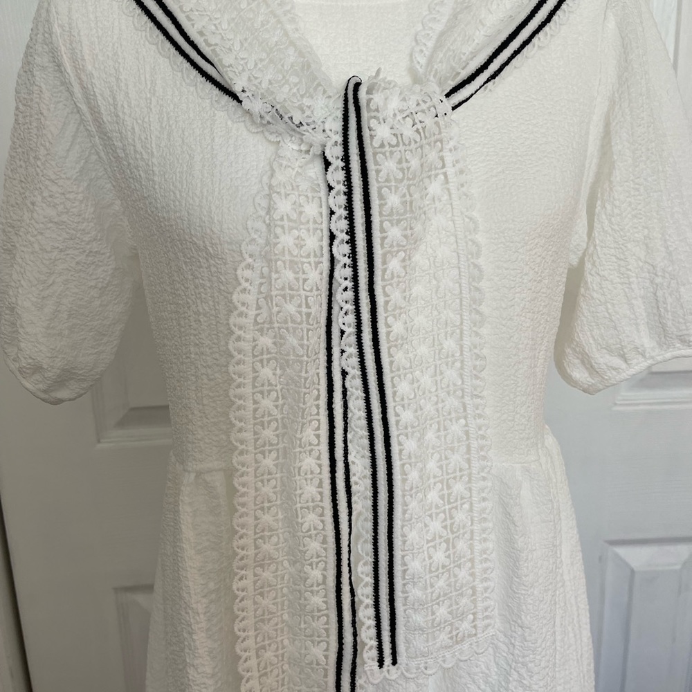 Puff Midi Dress with Sailor Collar (detachable).